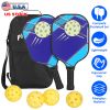 Pickleball Set 2 Fiberglass Paddles 4 Outdoor Indoor Balls Portable Carry Bag 2 Cooling Towel Lightweight Ergonomic Grip for Beginners Pros