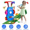Toddler Golf Set with 4 Balls 4 Clubs 2 Holes 2 Flags Golf Cart Indoor Outdoor Golf Game Gift For 3-5 Years Old Kids