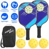 Pickleball Set 2 Fiberglass Paddles 4 Outdoor Indoor Balls Portable Carry Bag 2 Cooling Towel Lightweight Ergonomic Grip for Beginners Pros