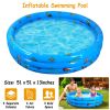 51x13” Inflatable Swimming Pool Blow Up Family Pool For 3 Kids Foldable Swim Ball Pool Center w/ 4 Valves Bottom Water Drain Plug For Indoor Backyard