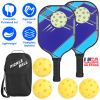 Pickleball Set 2 Fiberglass Paddles 4 Outdoor Indoor Balls Portable Carry Bag 2 Cooling Towel Lightweight Ergonomic Grip for Beginners Pros
