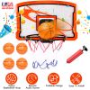 Indoor Mini Basketball Hoop Set Over Door Basketball Hoop with 4 Inflatable Balls Electric Audio Scorer Foldable Basket Gift for Kids and Adults