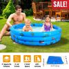51x13” Inflatable Swimming Pool Blow Up Family Pool For 3 Kids Foldable Swim Ball Pool Center w/ 4 Valves Bottom Water Drain Plug For Indoor Backyard