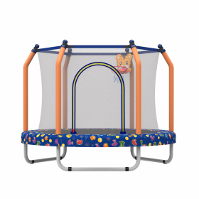 55-inch Trampoline for Kids Indoor & Outdoor Small Toddler Trampoline with Basketball Hoop