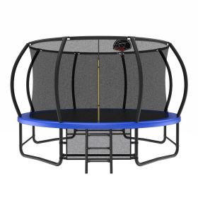 14FT Trampoline with Enclosure - Recreational Trampolines with Ladder and AntiRust Coating, ASTM Approval Outdoor Trampoline for Kids