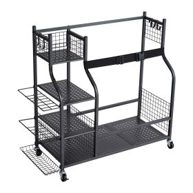 VEVOR Golf Storage Garage Organizer, 2 Golf Bag Stand Holder and Other Sports Equipment Storage Rack, Rolling Ball Cart on Wheels