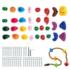 VEVOR 32 Rock Climbing Holds Climbing Rocks with Colored Climbing Rope Hardware