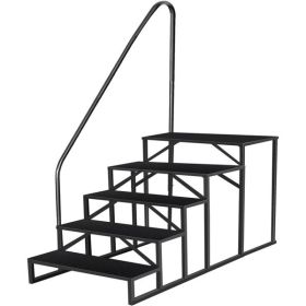 5 Step Ladder with Handrail, Swimming Pool Ladder Above Ground, 660 lb Load Capacity RV Steps with Anti-Slip Panel