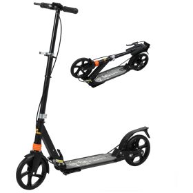 Foldable Kids Scooter with 4 Adjustable Heights, Double Brakes, and Shock Absorption for Ages 6-12, Black