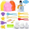 15Pcs Winter Snowball Tool Kit Kids Snow Molds Outdoor Snow Beach Toys for Kids Toddlers Adults Snowman Snowflake Duck Dinosaur