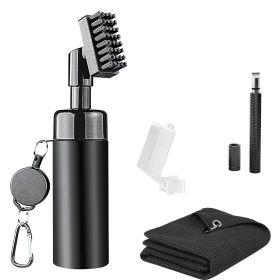 3 In 1 Golf Club Cleaning Kit Golf Club Cleaner Brush with 5Oz Water Bottle Retractable Clip Groove Sharpener Golf Towel Gift for Golfers