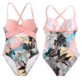 Women’s One Piece Swimsuit Beachwear Swimwear Tummy Control Cutout High Waist Bathing Suit Wrap (Option: SwimsuitPinkM)