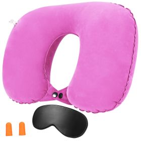 Travel Pillow Inflatable U Shape Neck Pillow Neck Support Head Rest Office Nap Car Airplane Cushion (Option: UNeckPillowPink)
