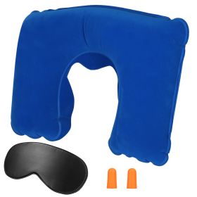 Travel Pillow Inflatable U Shape Neck Pillow Neck Support Head Rest Office Nap Car Airplane Cushion (Option: UInflatablePillowBlue)