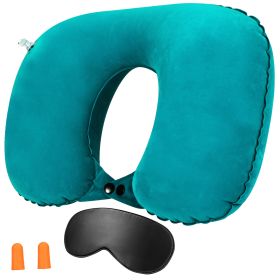 Travel Pillow Inflatable U Shape Neck Pillow Neck Support Head Rest Office Nap Car Airplane Cushion (Option: UNeckPillowAqua)