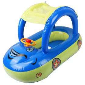 Baby Inflatable Pool Float Car Shaped Toddler Swimming Float Boat Pool Toy Infant Swim Ring Pool with Sun Protection Canopy for 1-3 Year-Old Kids Infa (Option: BabyFloatDarkBlue)