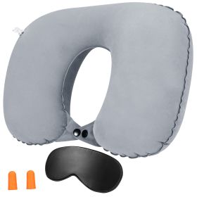 Travel Pillow Inflatable U Shape Neck Pillow Neck Support Head Rest Office Nap Car Airplane Cushion (Option: UNeckPillowGrey)