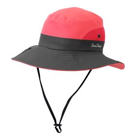 Women Summer Sun Bucket Hats Foldable UV Protection Cotton Cap Wide Brim Floppy Cap Packable Ponytail Mesh Travel Hat For Beach Fishing Camping Travel (Option: BucketHatWatermelonRD)