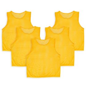 5Pcs Mesh Scrimmage Vests Soccer Basketball Team Training Pinnies Jerseys Shirt Adult Plus Size (Option: BibsYellowAdultPlus)
