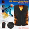 Heat Jacket Vest 3 Heating Gear Adjustable USB Heated Vest Warm Heat Coat Vest w/ 5 Heating Zones For Men Women Winter Outdoor Activity