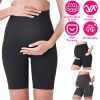 Women Maternity Shorts Seamless Pregnancy Underwear Shapewear Fitness Yoga Running Shorts High Waist Over The Belly Pants with Two Side Pockets