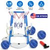 Summer Pool Basketball Hoop Toy Set With 4 Basketballs 4 Circles Pump Floating Swimming Pool Basketball Games Poolside Water Play Toy For 3-12Years Ol