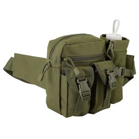 Tactical Waist Bag Utility Pouch Military Hiking Belt Bag w/ Water Bottle Pouch For Fishing Mountaineering Camping Hunting Running Outdoor (Option: CampBeltBagGreen)
