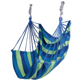 440LBS Hammock Hanging Chair Canvas Porch Patio Swing Seat Portable Camping Rope Seat w/ 2Pillows (Option: HangHammockChairBlue)