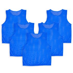 5Pcs Mesh Scrimmage Vests Soccer Basketball Team Training Pinnies Jerseys Shirt Adult Size (Option: BibsBlueAdult)