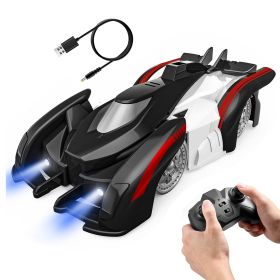 Electric Wall Climbing Car Toy 360° Rotating Shunt Car Remote Control Dual Mode RC Car Rechargeable Toy Car with Headlights Taillights Birthday Christ (Option: Black)
