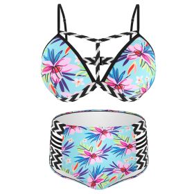 Bikini Swimsuit For Women Floral Padded Push Up Bikini Sets Two Pieces High-Waist Swimwear w/ Adjustable Shoulder Straps For Beach Swimming Pool (Option: SwimsuitXXL)
