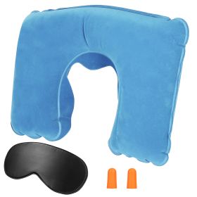Travel Pillow Inflatable U Shape Neck Pillow Neck Support Head Rest Office Nap Car Airplane Cushion (Option: UInflatablePillowSkyBlu)
