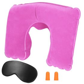 Travel Pillow Inflatable U Shape Neck Pillow Neck Support Head Rest Office Nap Car Airplane Cushion (Option: UInflatablePillowPink)