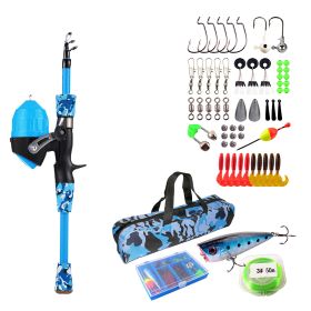 Kids Fishing Pole Set Fishing Starter Kit Telescopic Fishing Rod and Reel Combo Kit with Tackle Box 56Pcs Fishing Lures for Boys Girls (Option: FishingPole1.2MBlue)