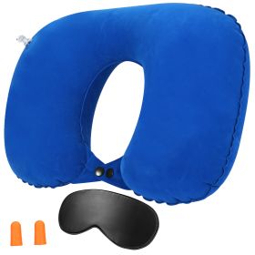 Travel Pillow Inflatable U Shape Neck Pillow Neck Support Head Rest Office Nap Car Airplane Cushion (Option: UNeckPillowBlue)