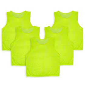 5Pcs Mesh Scrimmage Vests Soccer Basketball Team Training Pinnies Jerseys Shirt Adult Plus Size (Option: BibsGreenAdultPlus)