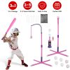 3-In-1 Baseball Toy Set For 3-5Years Old Kids And Toddlers Includes Tee Ball Stand Hanging Tee Automatic Ball Launcher with Adjustable Height For Indo
