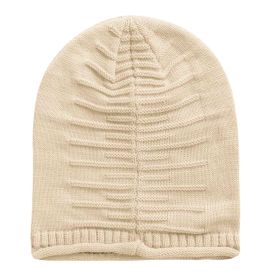 Unisex Knit Beanie Hat Winter Warm Hat Slouchy Baggy Hats Skull Cap 5 Colors (Option: Beige)