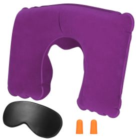 Travel Pillow Inflatable U Shape Neck Pillow Neck Support Head Rest Office Nap Car Airplane Cushion (Option: UInflatablePillowPurple)