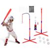 3-In-1 Baseball Toy Set For 3-5Years Old Kids And Toddlers Includes Tee Ball Stand Hanging Tee Automatic Ball Launcher with Adjustable Height For Indo