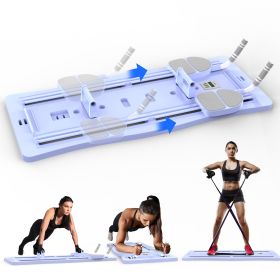 4 In 1 Foldable Pilates Reformer Sliding Board Exercise Board for Home Pilates Equipment Set with Timer Phone Holder 2 Resistance Bands (Option: Purple)