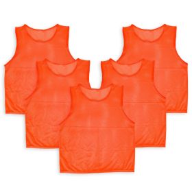 5Pcs Mesh Scrimmage Vests Soccer Basketball Team Training Pinnies Jerseys Shirt Adult Size (Option: BibsOrangeAdult)