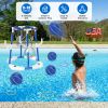 Summer Pool Basketball Hoop Toy Set With 4 Basketballs 4 Circles Pump Floating Swimming Pool Basketball Games Poolside Water Play Toy For 3-12Years Ol