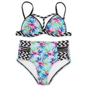Bikini Swimsuit For Women Floral Padded Push Up Bikini Sets Two Pieces High-Waist Swimwear w/ Adjustable Shoulder Straps For Beach Swimming Pool (Option: SwimsuitS)