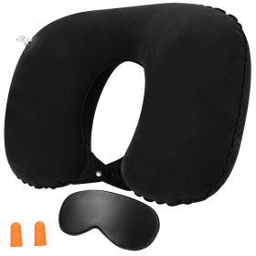 Travel Pillow Inflatable U Shape Neck Pillow Neck Support Head Rest Office Nap Car Airplane Cushion (Option: UNeckPillowBlack)