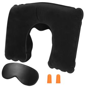 Travel Pillow Inflatable U Shape Neck Pillow Neck Support Head Rest Office Nap Car Airplane Cushion (Option: UInflatablePillowBlack)