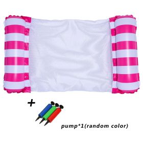 Foldable Inflatable Striped Water Chair; Portable Mesh Swimming Floats For Kids And Adults Pool Beach Party Summer (Color: Rose Red (1 Free Push Pump))
