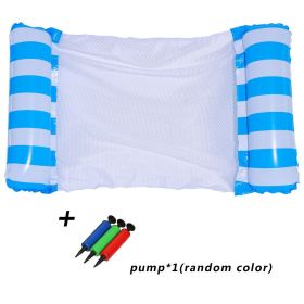 Foldable Inflatable Striped Water Chair; Portable Mesh Swimming Floats For Kids And Adults Pool Beach Party Summer (Color: Blue (1 Free Push Pump))