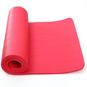 0.6-inch Thick Yoga Mat Anti-Tear High Density NBR Exercise Mat Anti-Slip Fitness Mat for Pilates Workout Cushion w/Carrying Strap Storage Bag (Option: Red)