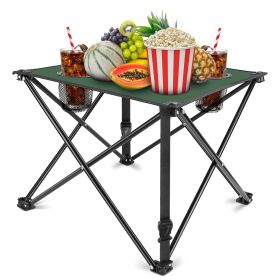 2Pcs Foldable Camping Table Portable Picnic Table Lightweight Travel Desk with 2 Cup Holders/Table Carrying Bag (Option: RestTable2PcGreen)